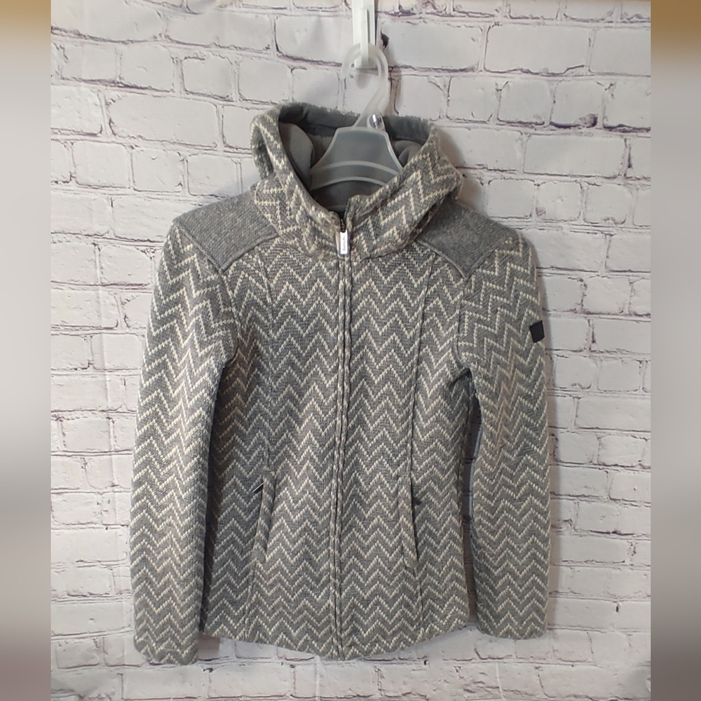 Bench Chevron Hooded Better Sweater Jacket M Grey